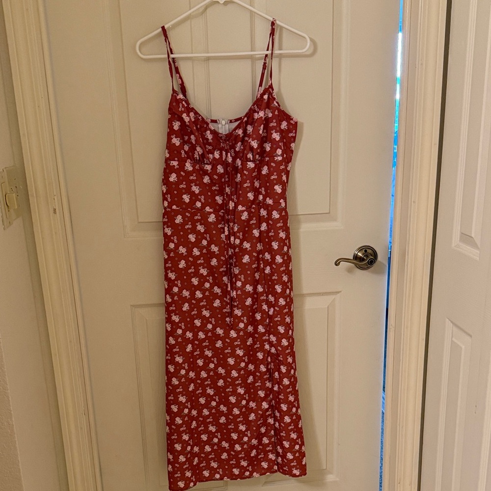 SHEIN Red Floral Maxi Dress